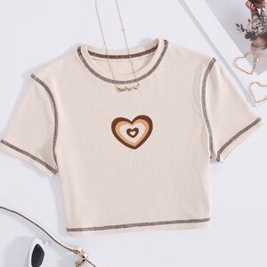 SHEIN Ribbed Printed Heart Crop Top